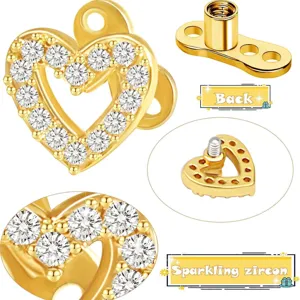 Gold Plated Zircon Heart Cartilage Stud Body Piercing Jewelry for Women and Girls