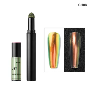 Chamäleon Nagelkunst Puder Stift mit Schwamm Applikator, Spiegel Effekt Magie Chrom Pigment.