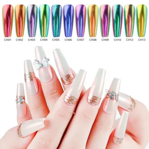 Chamäleon Aurora Chrom Nagelpulver Set, holografischer Spiegeleffekt Künstliche Nägel.