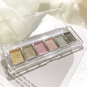 6 Farben Fester Aurora Nagelpulver Zauberspiegel Glitzer Pigment Palette für Nagelkunst Design
