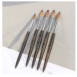 Kolinsky nail art brush set professional acrylic carving pens with wooden handle size 10-18