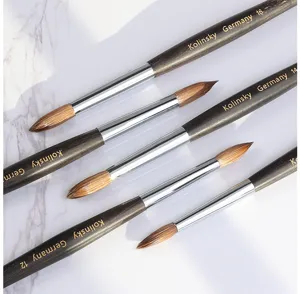 Professional Kolinsky sable nail art brush set for acrylic and UV gel painting details.
