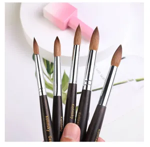 Professional Kolinsky nail art brush set with wooden handle for acrylic and gel design.