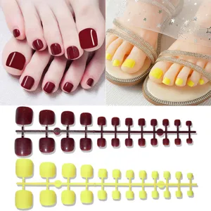 Unghie Finte per Diti dei Piedi Tinta Unita Unghie a Pressione Corte Quadrate Unghie Finte Artificali Suggerimenti per Unghie dei Piedi fai-da-te per Donne Nail Art per Piedi