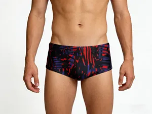 Maillot de bain homme imprimé abstrait séchage rapide slip de bain détail vue