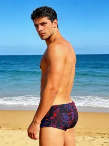 Shorts de Bain à Séchage Rapide pour Hommes Imprimé Abstrait Slip Taille Basse Maillot de Bain Plage Été