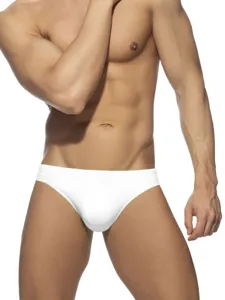 Men's solid color low-waist briefs sexy sports pouch comfortable solid white swimwear