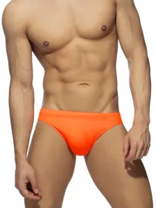Men neon orange low waist swim briefs fashion solid color sexy athletic swimwear main view