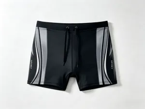 Men's professional quick-dry swim trunks with stylish side stripes and adjustable drawstring.