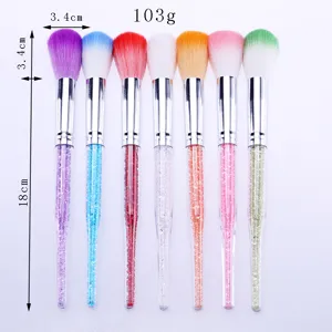 Pinceau à poussière d'ongles poignée en cristal kit de maquillage fard à joues 7pcs