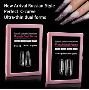 Clear French nail forms 140pcs box dual nail mold extension acrylic manicure tools.