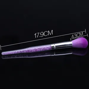 Pinceau dÃ©poussiÃ©reur Ã  ongles manche long avec cristaux violet et poils doux manucure.