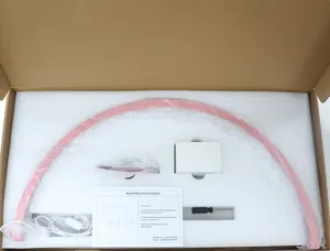 Nail lamp assembly parts and components showing U-shaped pink arch light and manual.