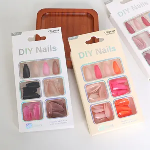 DIY uñas postizas de colores conjunto en caja para manicura fácil y arte de uñas.