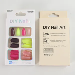 Set de uñas postizas DIY, 96 piezas puntas de uñas afiladas con caja de embalaje.