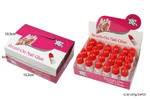 Penseel nagellijm set met 24 flesjes in displaydoos, professionele lijm voor nail art.