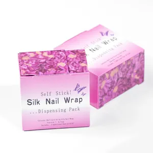 Self adhesive silk nail wrap tape 1m roll in dispensing box for professional manicure care.