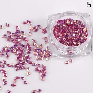 3D Diamant Nagelkunst Glitzer Strasssteine, rosa holografische Rauten Pailletten für DIY Maniküre.