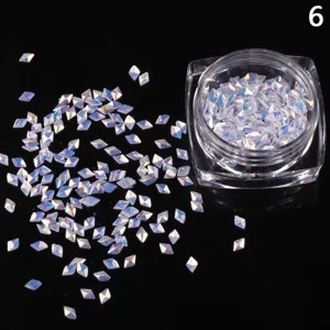 3D holografische Diamant Nagel Strass, geometrische rautenförmige Glitzer Pailletten für Nagelkunst.