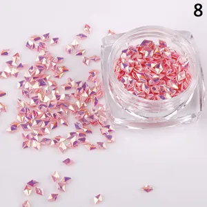 3D Diamant Strasssteine Irisierend Rosa Nagelkunst Pailletten Lose und Dosen Display Glanz