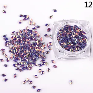 3D Diamant Strass Nailart Pailletten holografische Rauten Glitzer für DIY Maniküre Dekoration