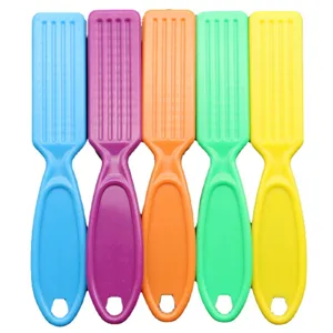 Colorful plastic nail dust brush set, hard bristle manicure cleaning tool for salon use.