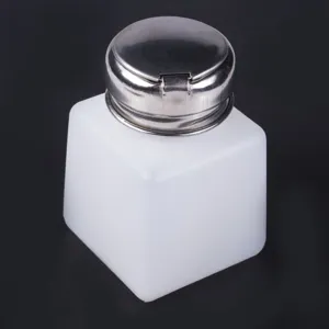 Nail polish remover pump dispenser empty square plastic bottle for makeup liquid alcohol.