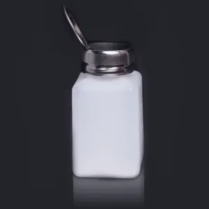 White Plastic Press Pump Bottle Refillable Container For Nail Polish Remover Liquid Dispenser Empty Makeup Bottle