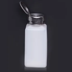 Empty pump dispenser bottle for nail polish remover, professional salon tool for easy liquid use.