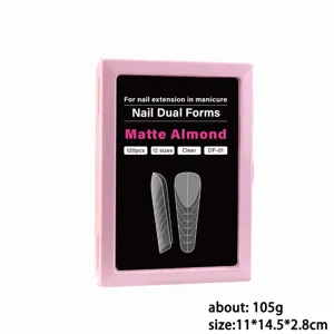 Caja de extensión de uñas de almendra mate transparente, 120 piezas 12 tamaños kit de manicura.