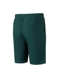 Back view detail of men dark green waffle texture casual shorts with elastic waistband.