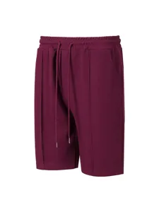 Men's waffle knit casual shorts summer solid color beach shorts with drawstring waist.