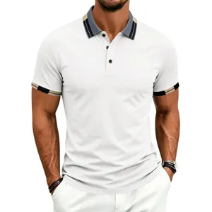 Polo de golf de manga corta para hombre secado rápido deporte casual detalle vista