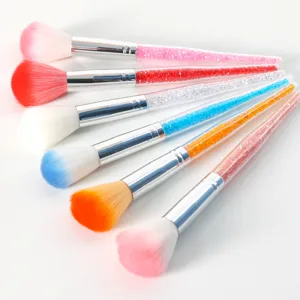 Set de pinceaux de maquillage pour nail art avec poignée en cristal, outil de nettoyage.