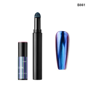 Nail art magic mirror powder cushion pen, chameleon chrome effect sponge pen for DIY nails.