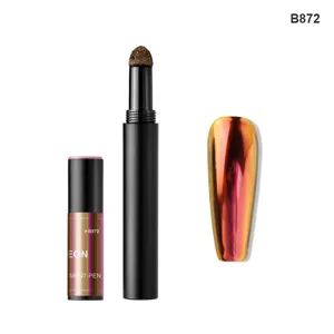 Nail art air cushion pen chameleon magic mirror powder pen for shiny mirror manicure effects.