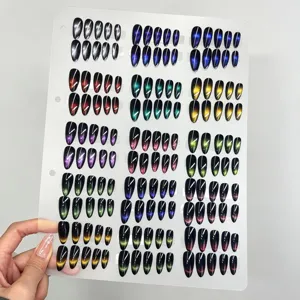 Unghie finte fatte a mano occhio di gatto foglio di esposizione nail art punte colorate