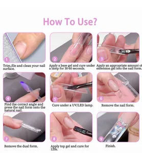 Imagen de detalle del tutorial de gel de extensión de uñas paso a paso muy fácil.
