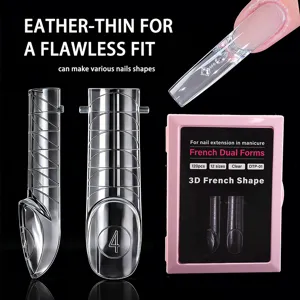 Kit de extensión de uñas de doble forma francesa transparentes 120 pzs herramientas de manicura 3D