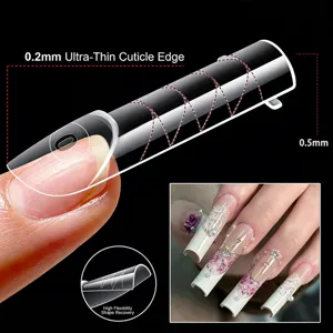 Moldes de extensión de uñas transparentes 0.2mm Finos Dobles Formas Cristal Gel para Uñas