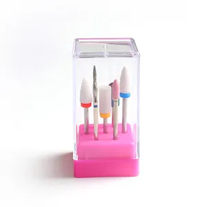 Transparent Plastic Nail Drill Bit Storage Box Desktop Organizer Dustproof Nail Art Tool Holder Display Stand