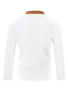Men's casual waffle knit long sleeve pullover shirt with contrast stand collar for autumn.