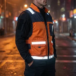 Men's tactical safety reflective vest outdoor workwear functional commuting apparel