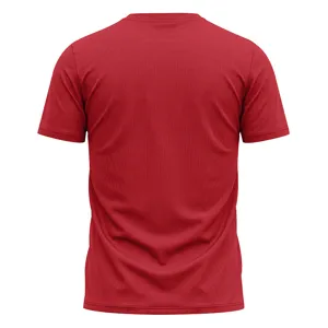 Men's solid red quick dry mesh short sleeve sports t-shirt for running gym fitness casual wear.