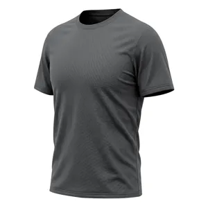 Dark grey athletic mesh quick-dry fabric detail, breathable short sleeve fitness shirt.