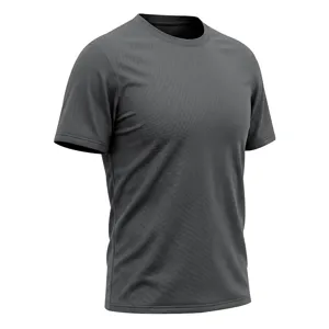Men's dark gray mesh quick-dry short-sleeve athletic t-shirt for fitness gym running.