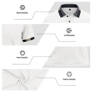 Polo de golf casual de manga corta para hombre con cuello contraste y tejido suave.