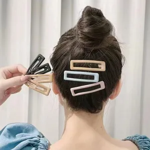 Set di mollette per capelli rettangolari opache, eleganti forcine colorate per donne.
