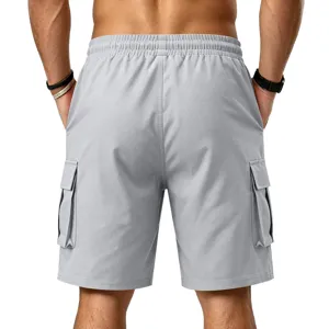 Pantalones cortos cargo hombre verano casual sueltos color solido deportivo bolsillos atras