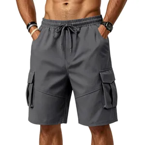 Pantalones cortos cargo de hombre verano holgados deportivos con bolsillos y cordón.